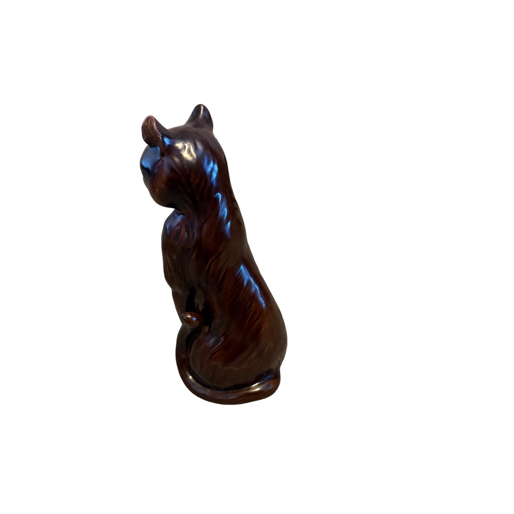 Vintage Inarco Japan Ceramic Cat Figurine E-2981 Brown Drip Glaze MCM Decor - Picture 5 of 10